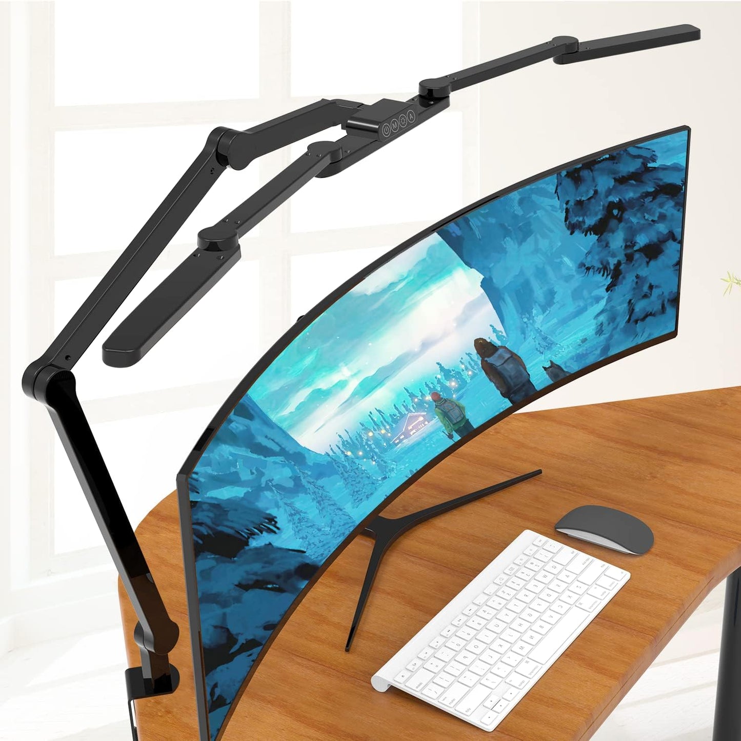 LED Desk Lamp with Clamp, 41.5" Clamp on Architect Desk Lamp for Home Office, 24W Bright Tall Computer LED Table Light Adjustable Overhead Clip on Office Lighting for Work Craft