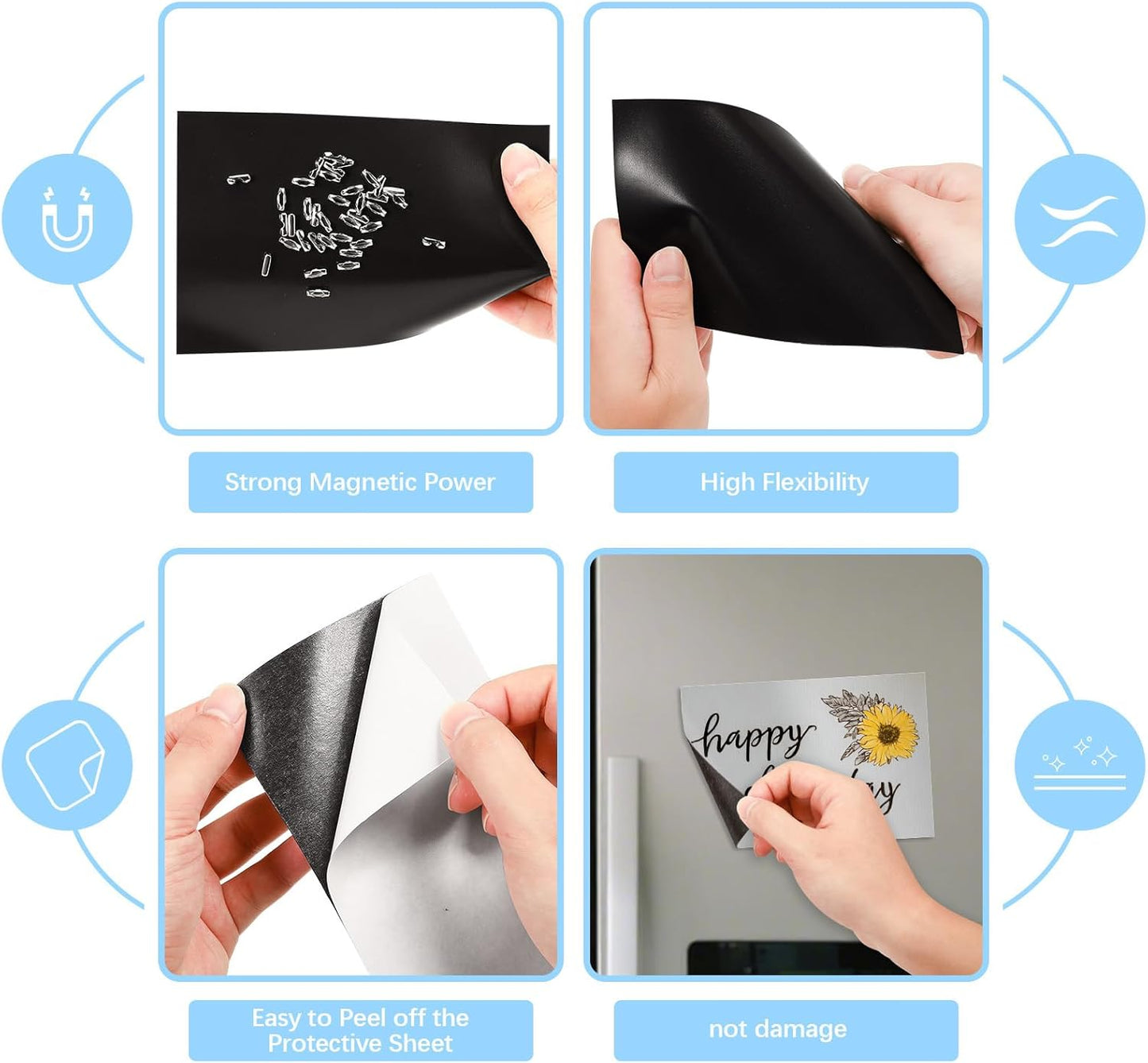 13 pcs Magnetic Sheets with Adhesive Backing 4x6 Inch Flexible cuttable Magnet Sheets Peel and Stick for Stickers Crafts Photos Classroom Decoration