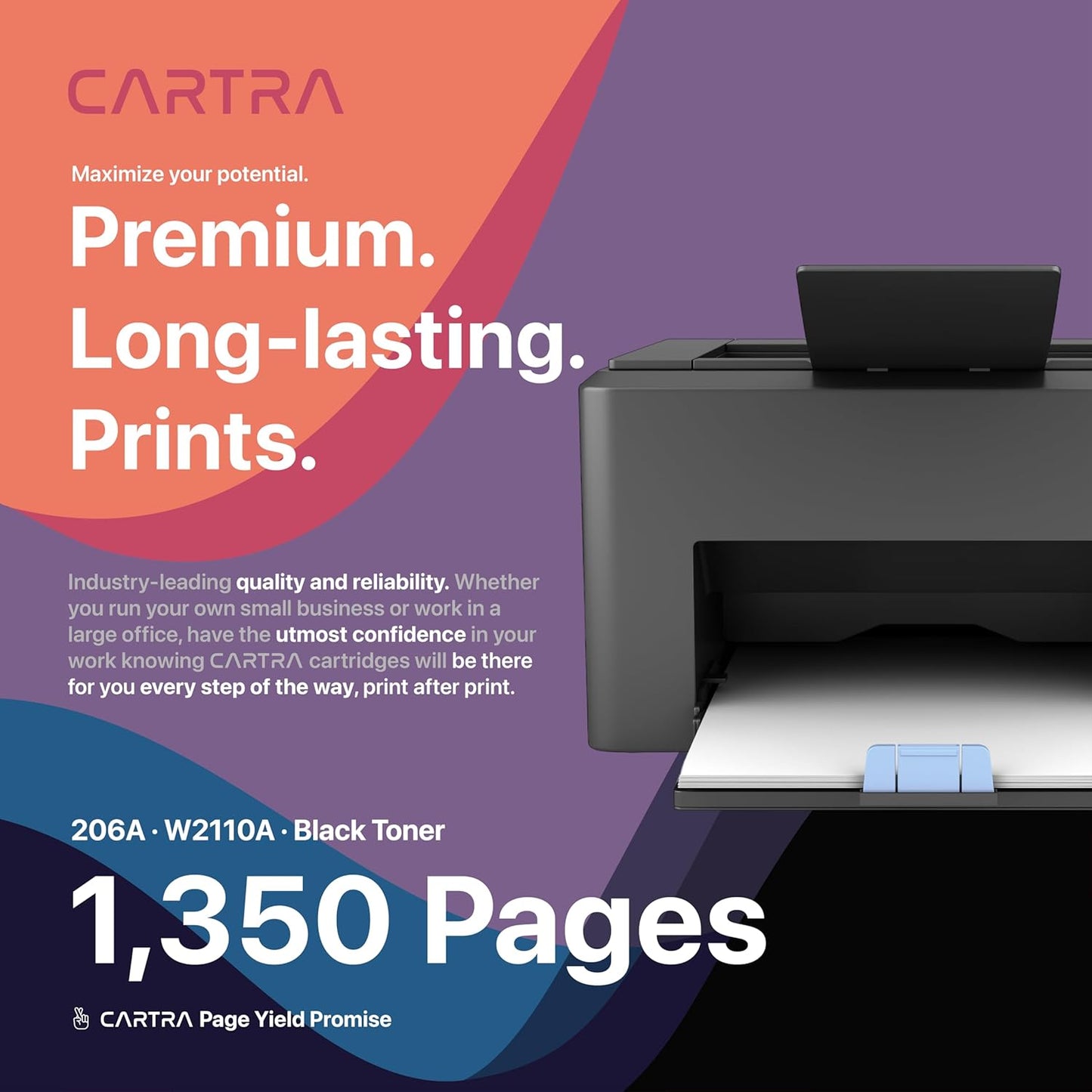 CARTRA 206A W2110A Black Toner Cartridge for HP MFP M283cdw Printer, Color Laserjet Pro M283fdw, M283fdn M283, M255dw, M255nw M255, M282nw M282 Series, 206X W2110X