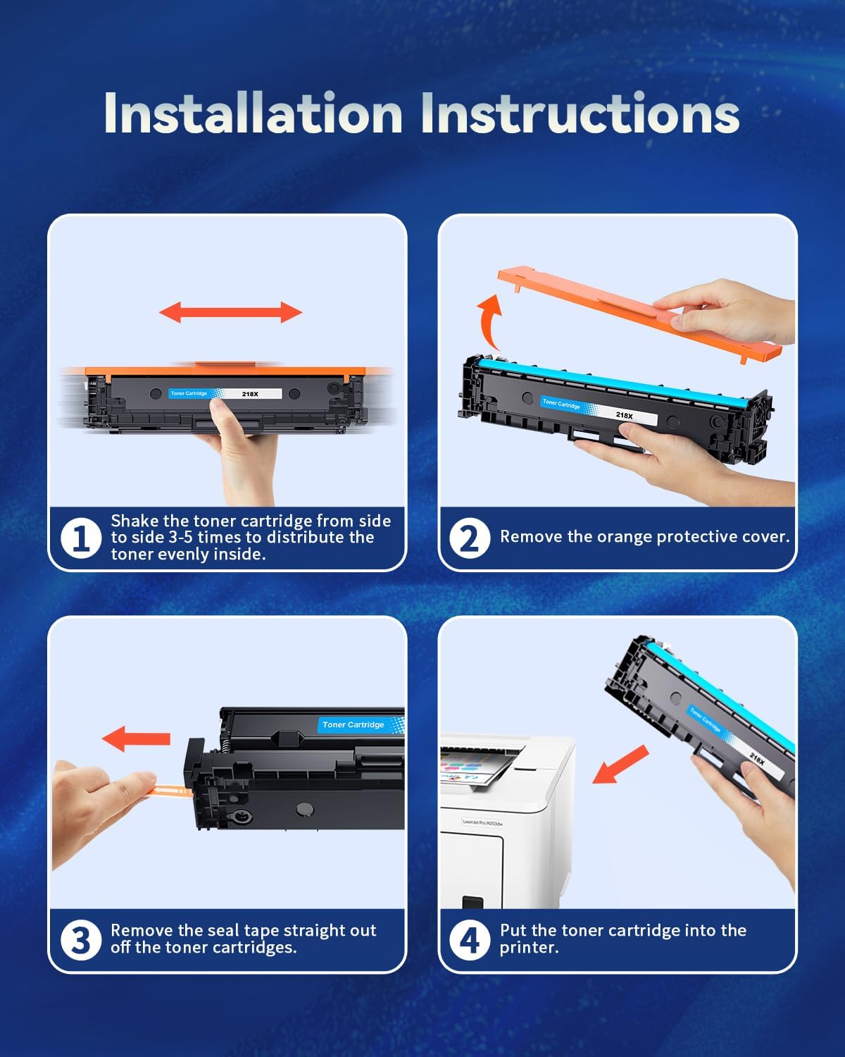 218X Toner Cartridges 4 Pack High Yield (with Chip) Compatible Replacement for HP 218X 218A for Color Laserjet Pro 3201dw MFP 3301fdw 3301cdw 3301sdw Printer Ink Set W2180X(Black Cyan Yellow Magenta)