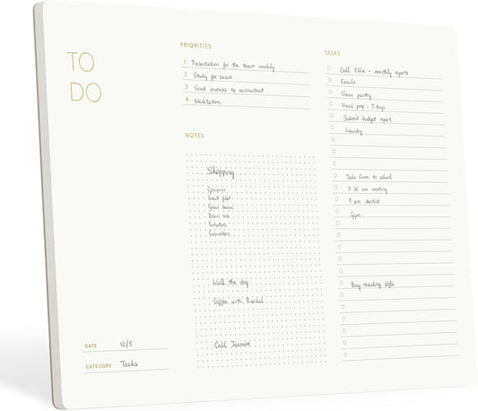 Elegant To Do List Notepad with Mouse Pad Feature, 11.22" x 7.87", 50 Tear-Off Sheets, Gold Foiled, Daily Planning, Eco-friendly To Do List Planner, FSC™ Certified To Do List Notebook for Work