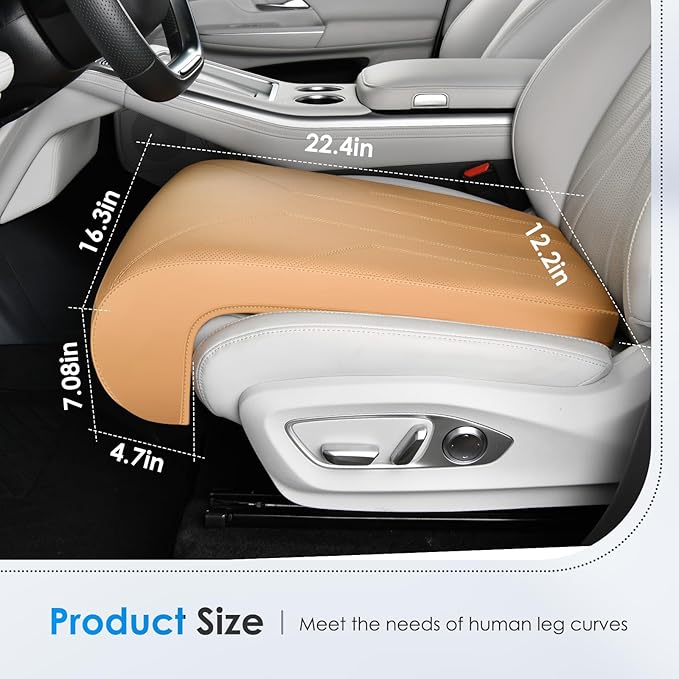 FLORICH Car Seat Extender Leg Extender Support Cushion for Driver Seats Office Chair, Leather Carseat Leg Support for Long Drivers Universal Car Seat Cushion Legs Rest Pads-Brown