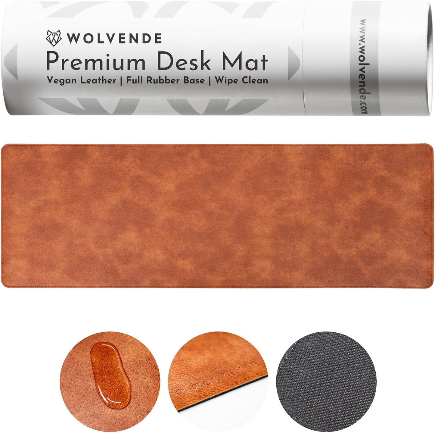 Premium Distressed Faux Vegan Leather Desk Mat | Multifunctional Desk Pad for Home Office | (Brown/Tan, 12" x 36")