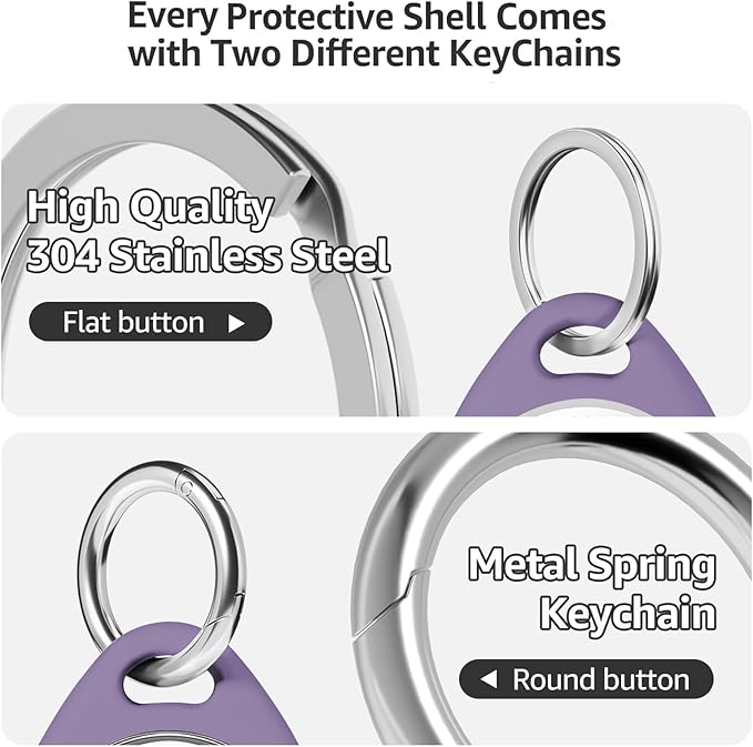 for AirTag Keychain Holder with Wire Cable, Secure Lock Case for Air tag, Compatible with AirTags, Key Ring Chain Luggage, for Airtag Accessories for GPS Item Finder Tracker, Purple