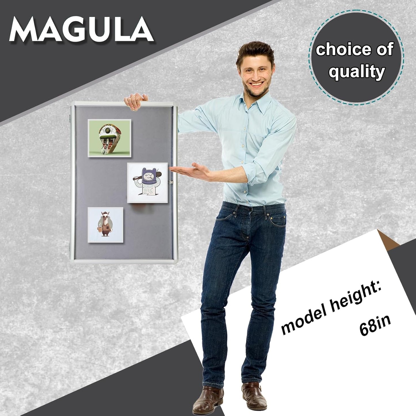 Magula Enclosed Bulletin Board Tamper-Proof Dispaly Case, Aluminium Frame, Shatter Resistant Lockable Bulletin Board, Lockable Noticeboard(24"x18")