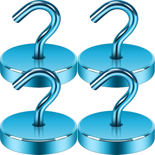 Neosmuk Magnetic Hooks, Heavy Duty 170lb Strong Magnets for Cruise Cabins, Ship Essentials, Large Metal Hooks for Hanging on Fridge(RoyalBlue,Pack of 4)