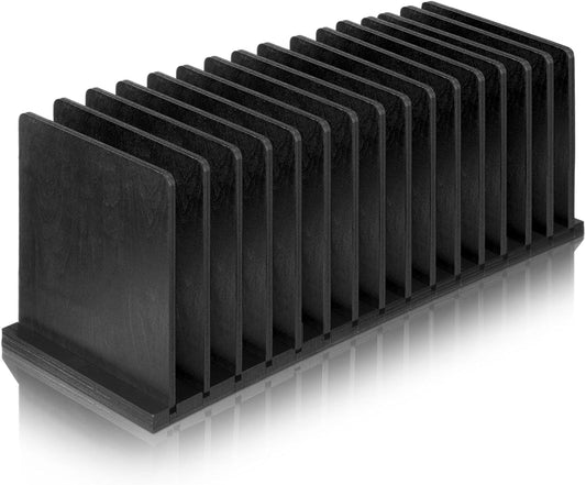 Desk Mail Organizer Wood File Holders 15 Slots Desk Organizer Countertop Letter Sorter Desktop Mail Paper Holder Folder Filing Cell Phone Document Storage Tray(Black)