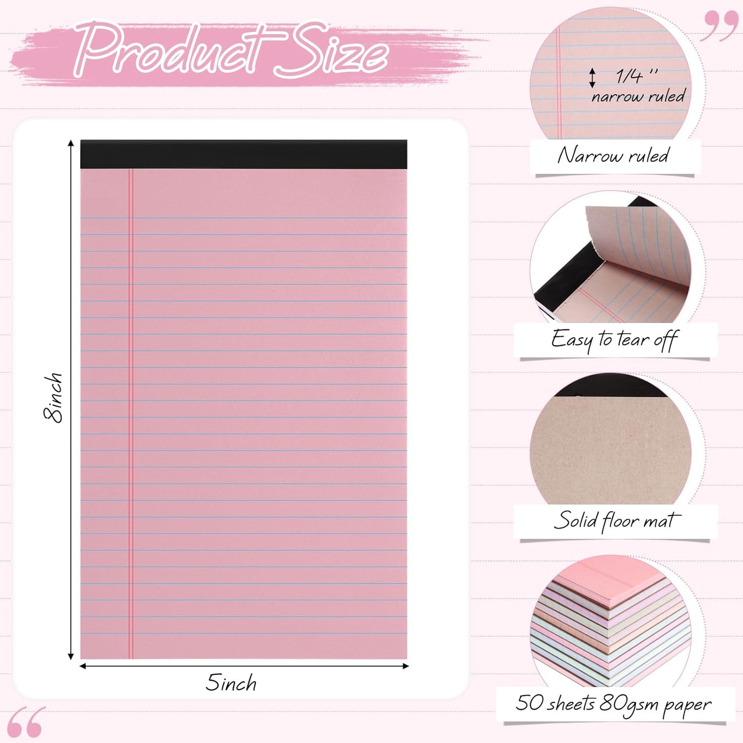 Fuutreo 24 Pcs 5" x 8" Legal Pad Writing Notepads 50 Sheets Small Legal Pad Narrow Ruled Multiple Color Lined Paper for School College Office Supplies Work (Pastel Colors)