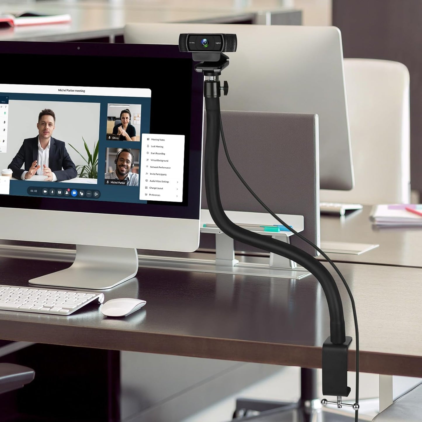 Webcam Stand for Desk,50cm Gooseneck Arm Compatible with Logitech Webcam C920 / C920S / C920x / C922 / C922x / C925e / C930 / C930e / C615 / C960 / BRIO 4K / NexiGo N60 / iPhone/Ring Light