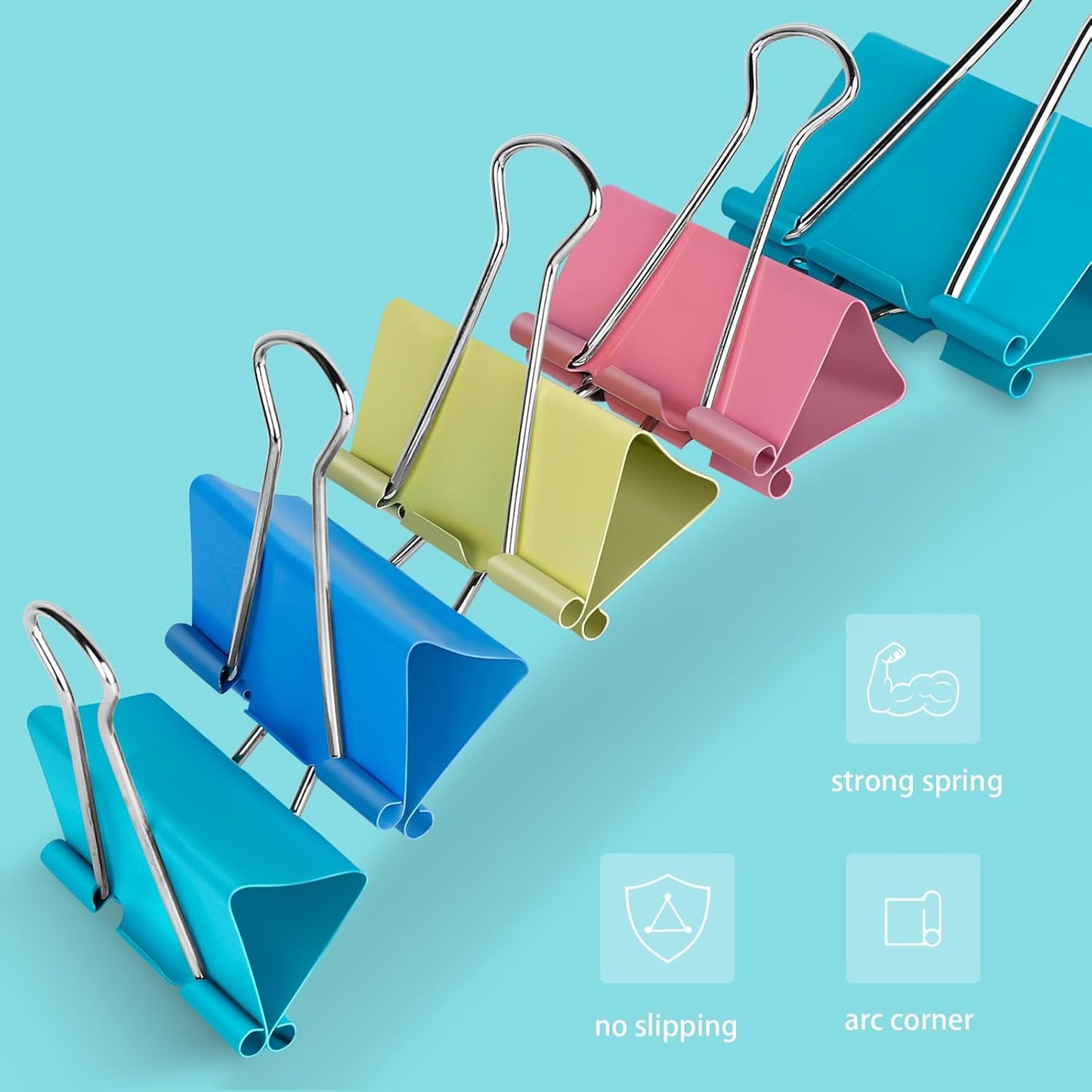 Ufmarine Colored Jumbo Binder Clips 2.4 inch, Extra Large Binder Clips for Office (8 Pcs)