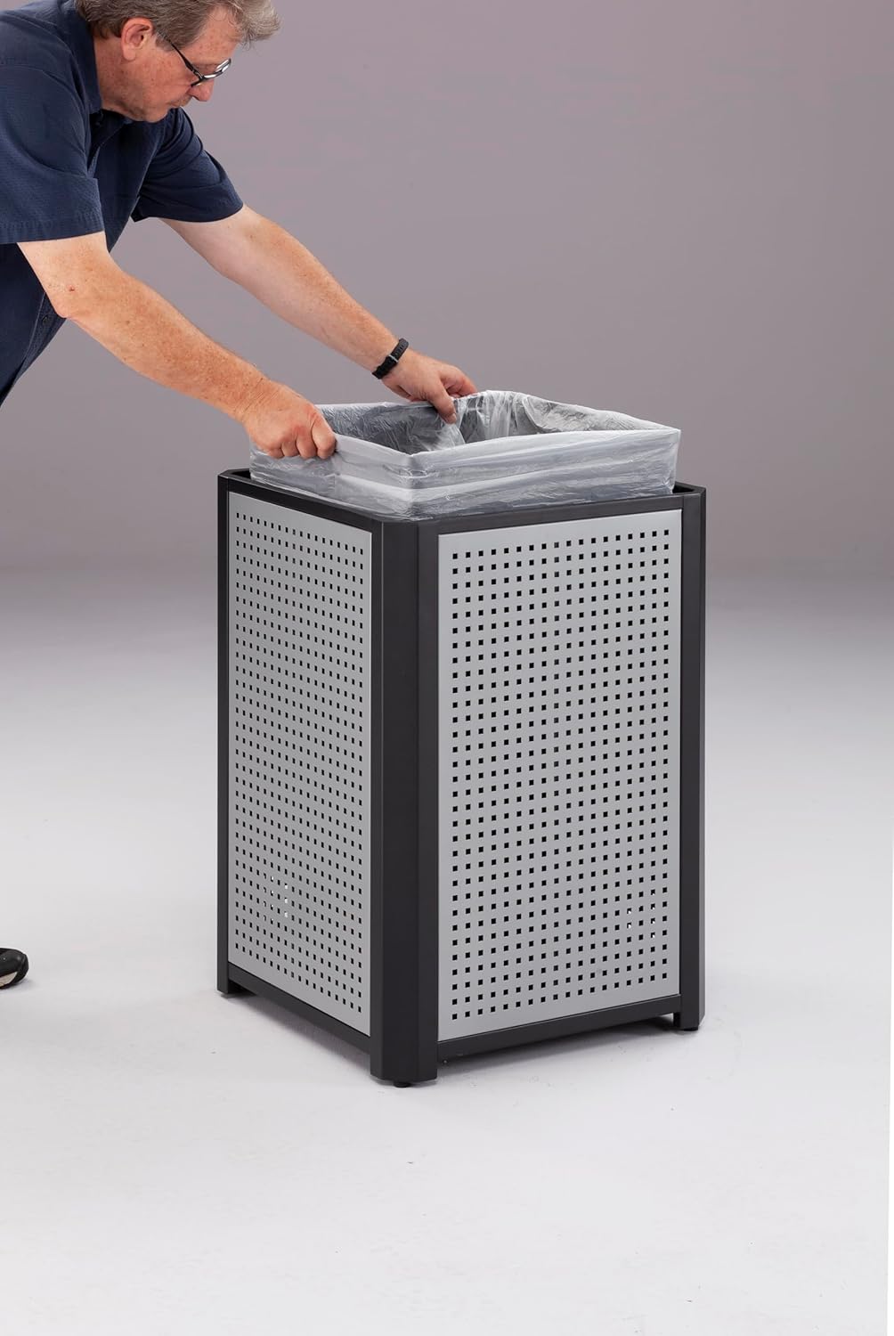 Safco Evos Steel Trash Can, 15 Gallons, Indoor and Outdoor Use, Commercial Garbage Can with Plastic Liner