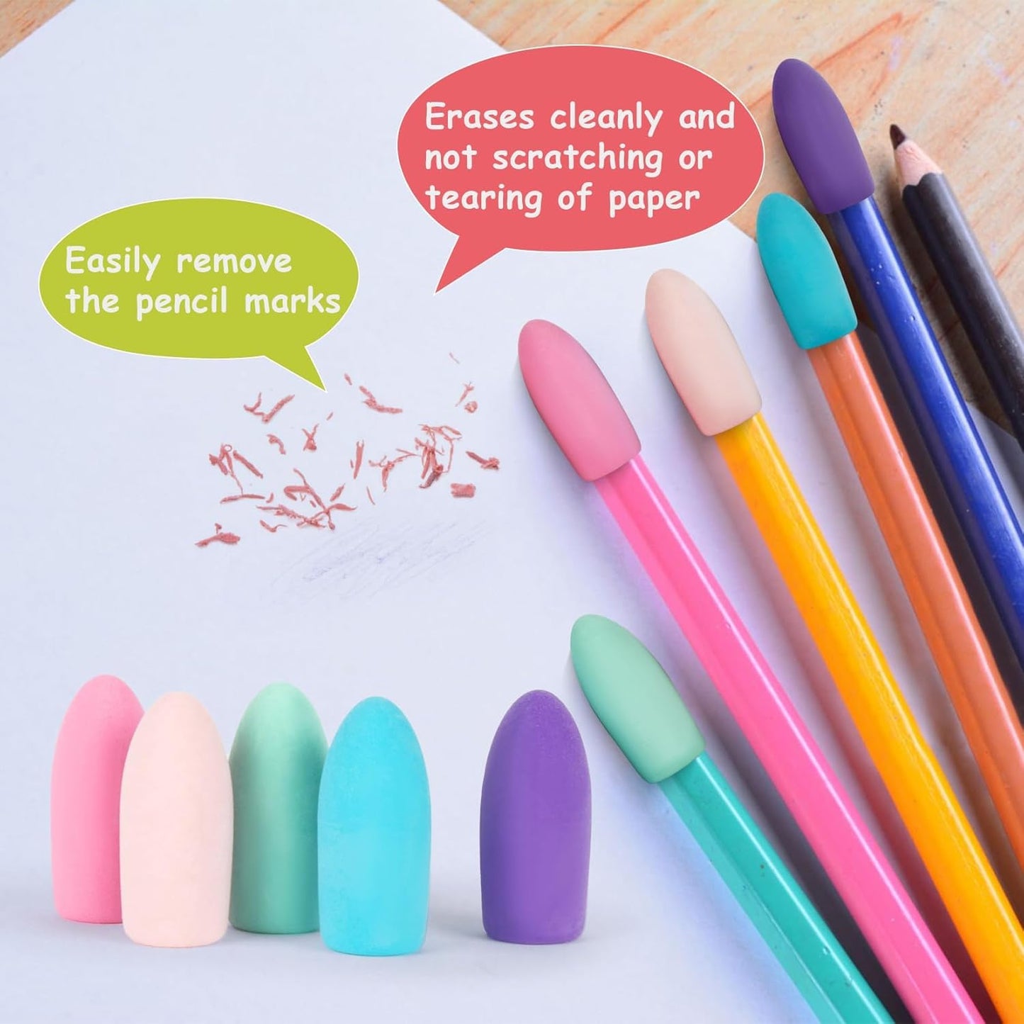 Sukh Cap Erasers for Pencils Pulk - Pencil Top Erasers 80 PCS Pencil Cap Toppers for Kids Latex Free 5 Colors School Erasers Cap for Teachers Sudents Classroom Home and Office