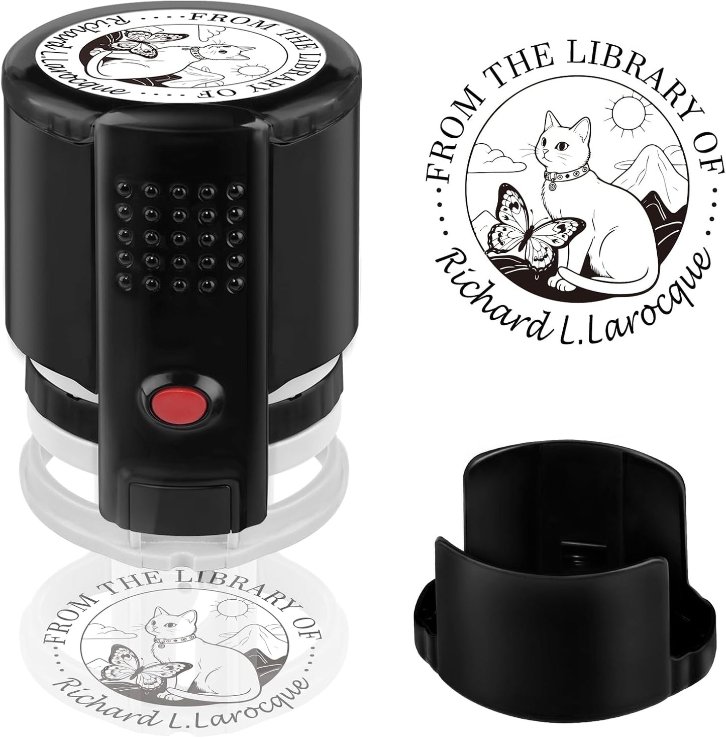 Custom Self Inking Stamp | Book Stamp Personalized Library Gifts for Book Lovers, Readers, Teachers (Cat 01)