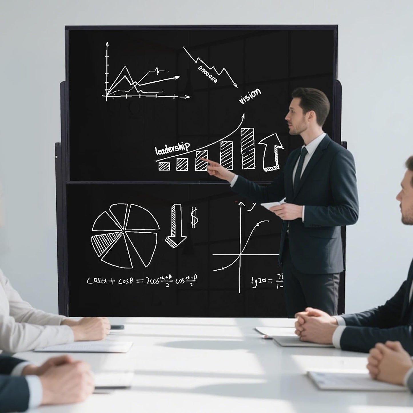 60x48 Inch Large Rolling Blackboard | Height Adjustable Double-Sided Magnetic Blackboard on Wheels | for Classroom, Home & Office Use