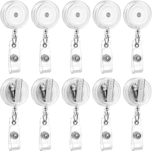 50 Pack Badge Reels Retractable with Swivel Alligator Clip Retractable Badge Holder Reels for Students, Teachers, Office Workers (Translucent Clear)