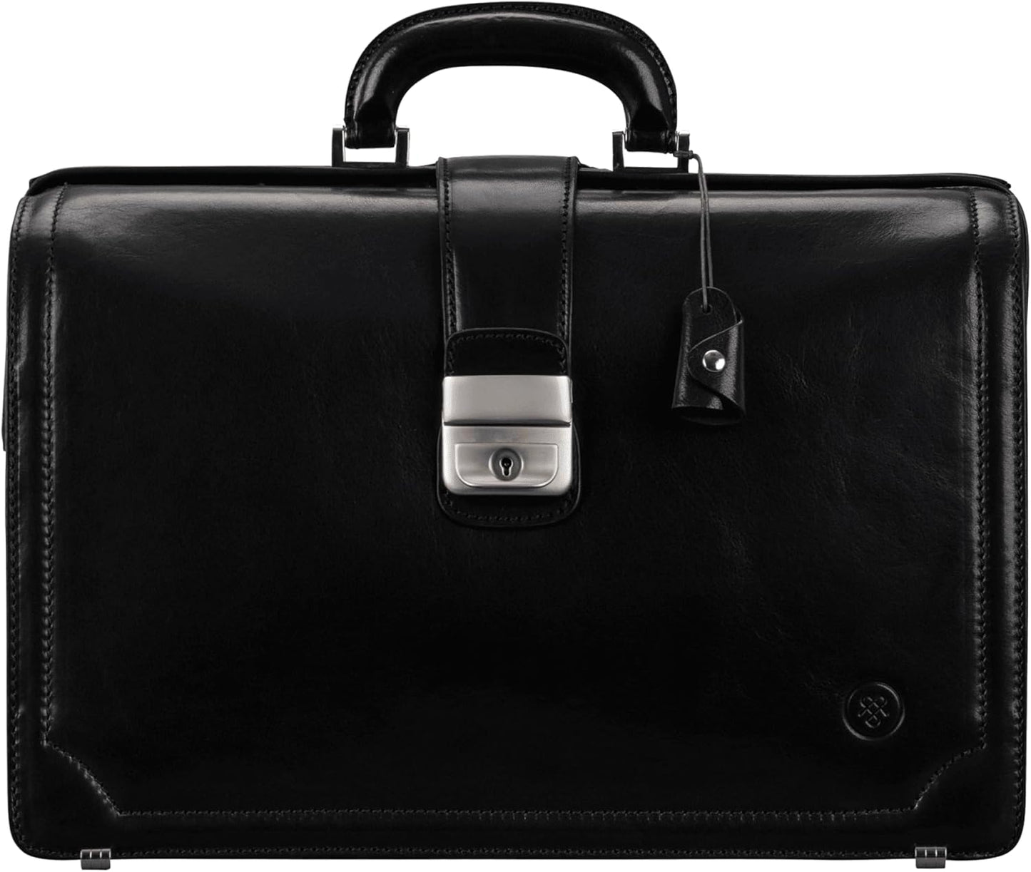 Maxwell Scott - Mens Luxury Leather Executive Lawyer Briefcase - 2 Section Top Handle - Handmade in Italy - The Basilio