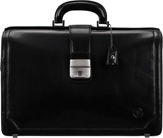 Maxwell Scott - Mens Luxury Leather Executive Lawyer Briefcase - 2 Section Top Handle - Handmade in Italy - The Basilio