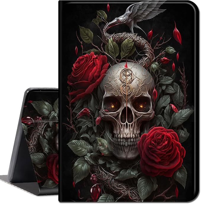 for Amazon Kindle Fire 7 case 2019/2017 Release 9th/7th Generation,Slim Lightweight Smart Shell Stand Cover with Auto Wake/Sleep for Amazon fire 7 Tablet 9th/7th Generation,Skull Roses Florals