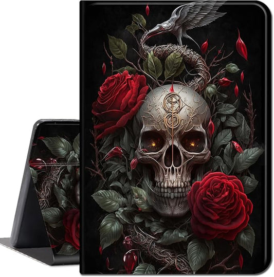 for Amazon Kindle Fire 7 case 2019/2017 Release 9th/7th Generation,Slim Lightweight Smart Shell Stand Cover with Auto Wake/Sleep for Amazon fire 7 Tablet 9th/7th Generation,Skull Roses Florals