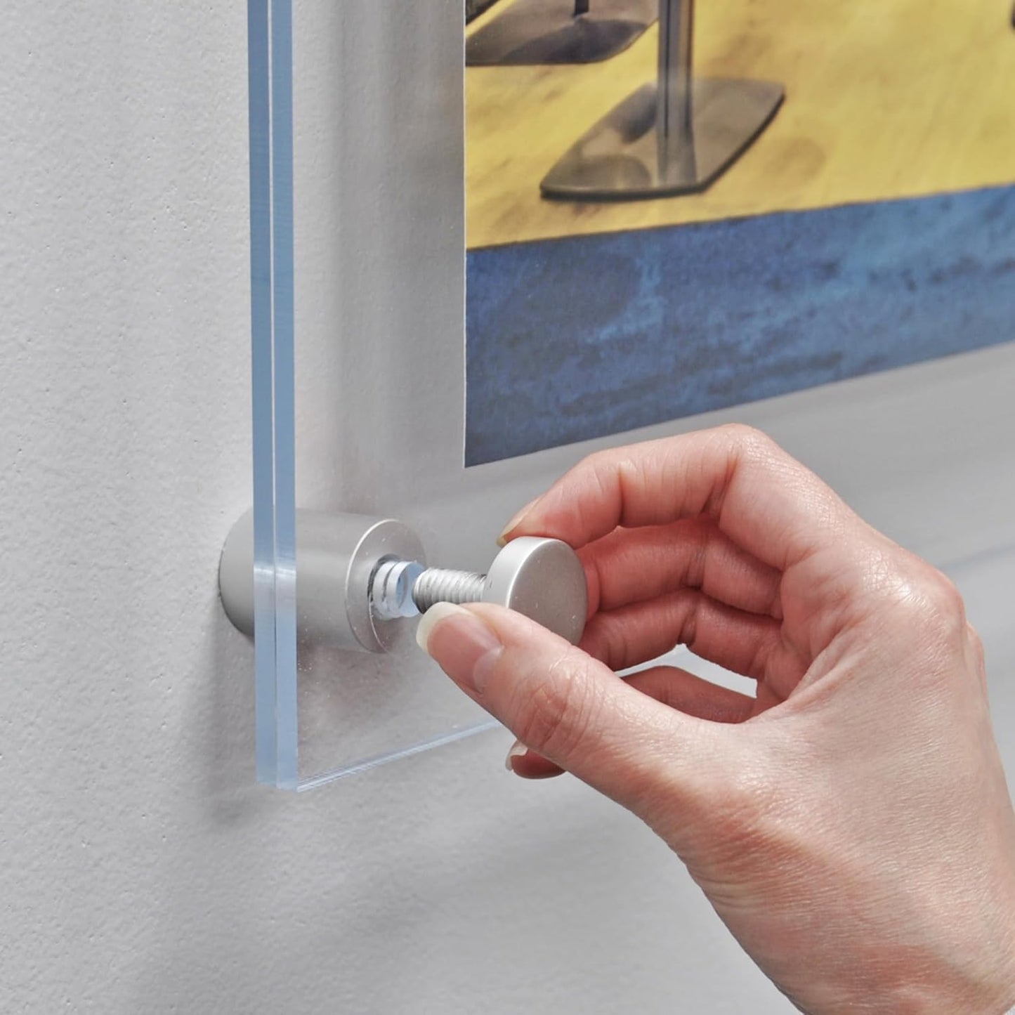 Azar Displays 105528 Floating Acrylic Wall Frame with Silver Stand Off Caps: 17" X 22" Graphic Size. Overall Frame Size: 21" X 26", Clear