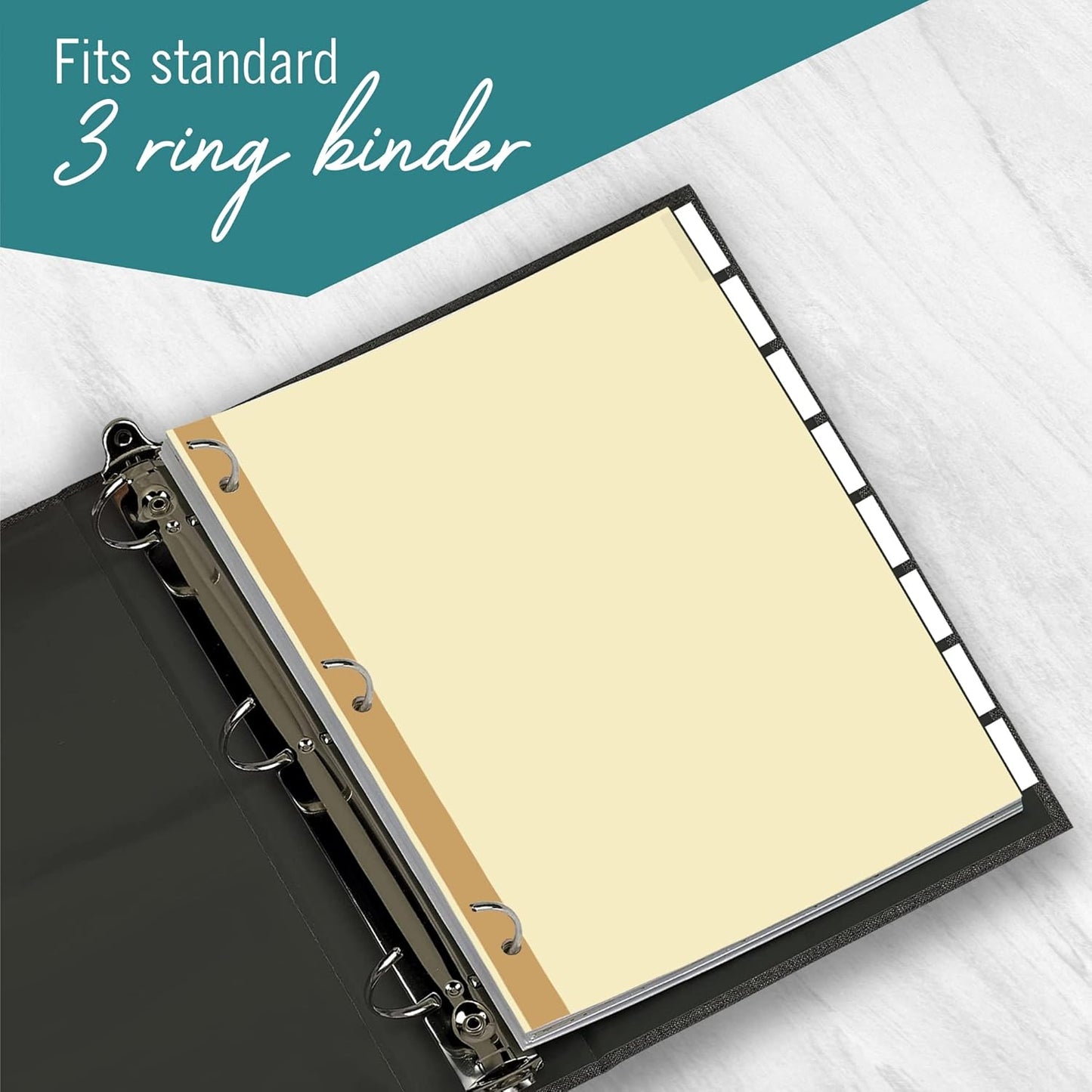 8-Tab Binder Dividers for 3 Ring Binder, Insertable Clear Big Tabs, Bulk Letter Size Paper Divider, 8.5 x 11 inch, 12 Sets (96 Dividers Total)