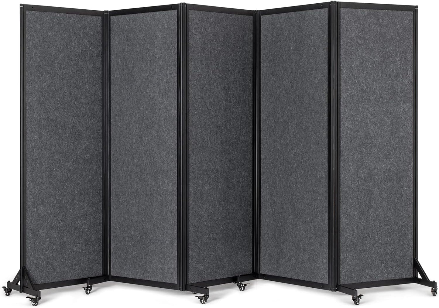 Office Divider,Room Partition, Privacy Partition Separator,Portable Commercial Screen Dividers,Classroom School Dividers,10'6"W x 6'7"H,5 Panel,Grey