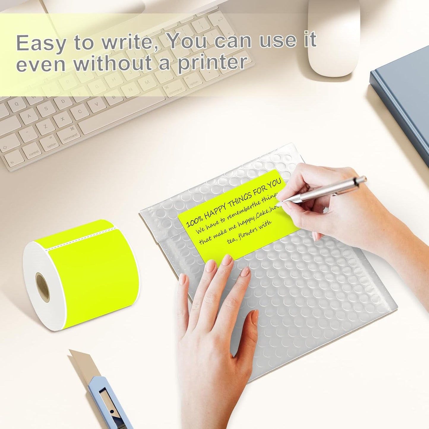 3 X 5 Inch Printable Rectangle Color Coding Labels, 300 Per Roll Adhesive Color Coding Stickers for Bar-Codes, Address, Small Business Labeling, Inventory, Fluorescent Yellow