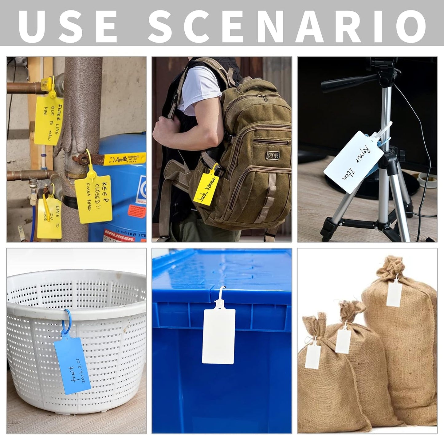 50 Yellow Plastic Tags Water Proof Shipping Tags Product Storage Tag Hanging Label Tags Blank Large Writable Marker Ties with One Permanent Marker Pen