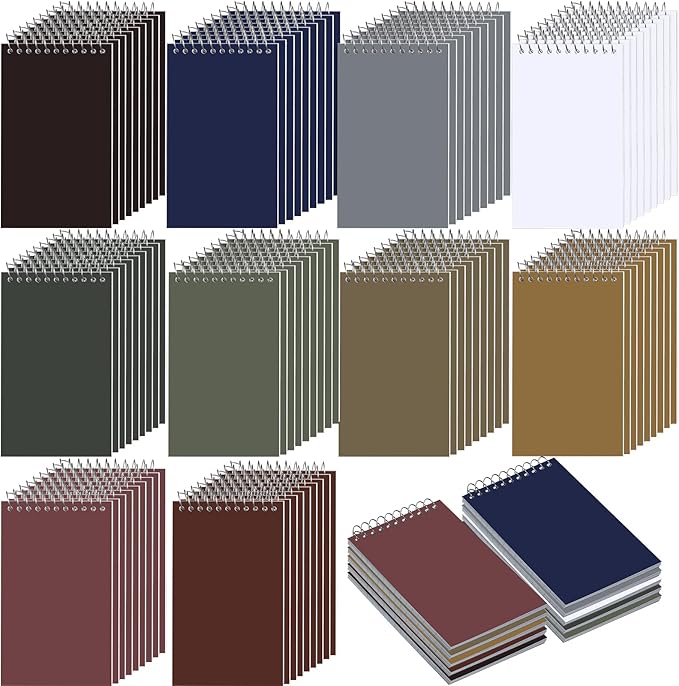 Thenshop 100 Pads Spiral Memo Bulk 3'' x 5'' Top Bound Memo Book 60 Sheets Small Mini Notebooks Lined Wire Bound Pocket Steno Book for Home, Office, School (Multicolored)