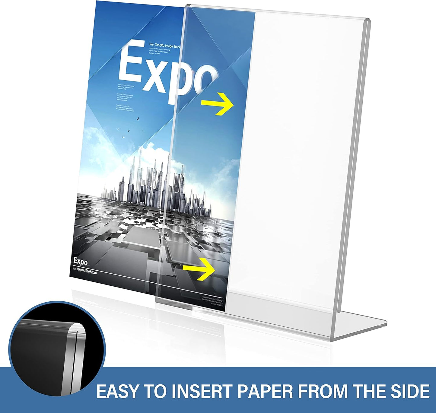 Relx Acrylic Sign Holder 8.5 x 11, Acrylic Display Stand for Display, Slant Back Clear Frames Plastic Sign Holder for Store, Restaurant (6 Pack)