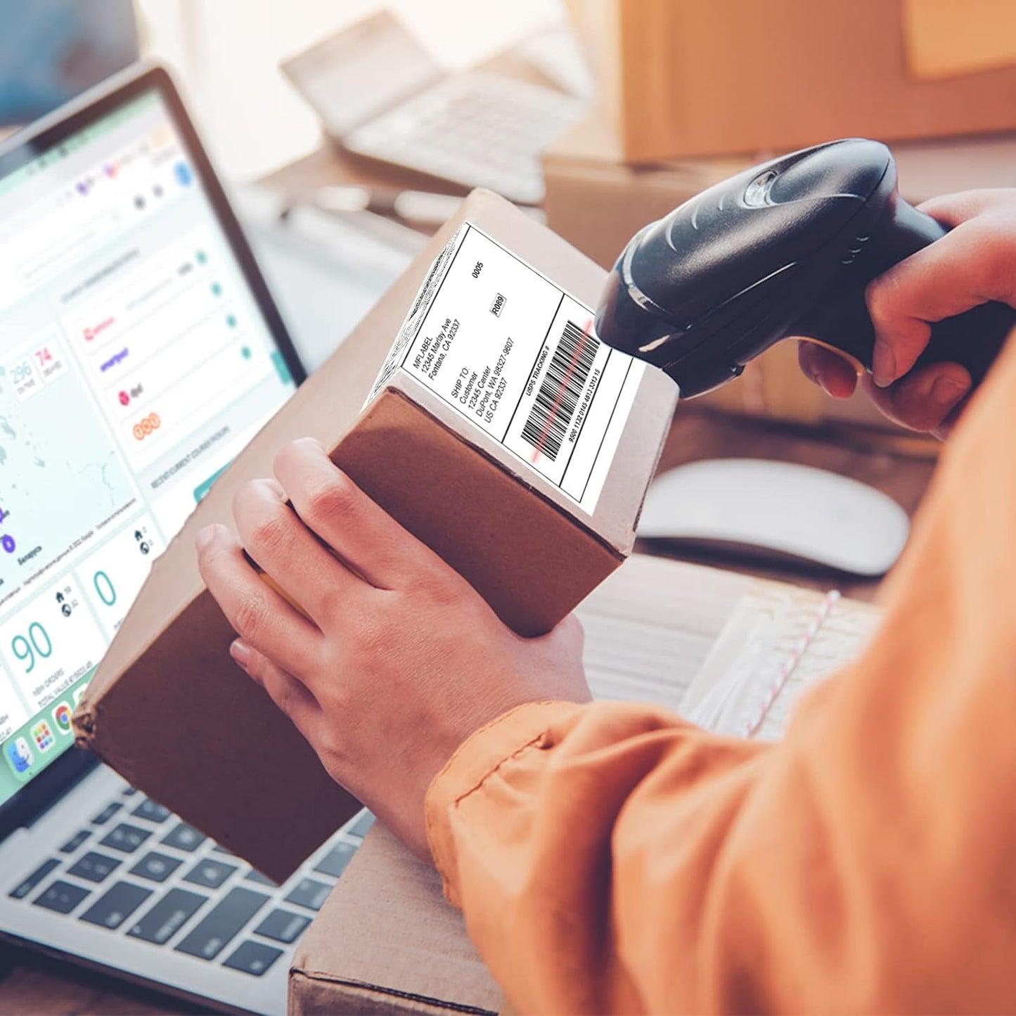 MFLABEL® Round Corner Half Sheet Shipping Labels 2-UP Click-n-Ship Mailing Postage Labels (150Sheets300Labels)