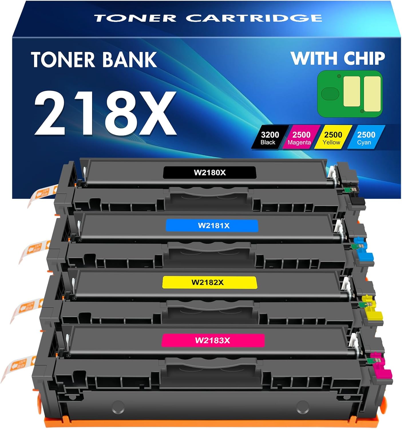 218X 218A Toner Cartridges 4 Pack High Yield with Chip 3201dw 3301fdw Compatible Replacement for HP 218X 218A Color Laserjet Pro MFP 3301cdw 3301sdw Printer Ink Set W2180X (Black Cyan Yellow Magenta)