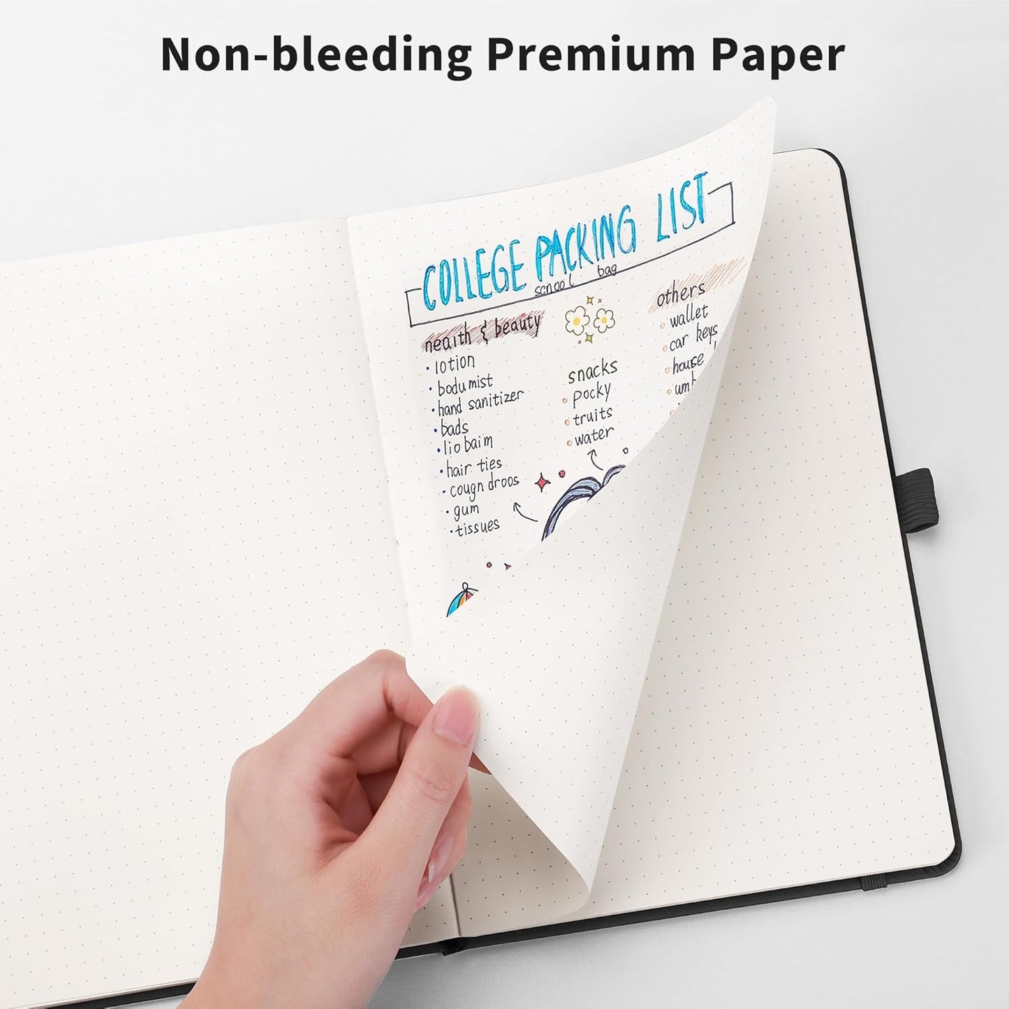 RETTACY Bullet Dotted Journal Notebook, 192 Pages, A5 Medium Size (5.7'' x 8.3''), Leather Hardcover, 100 GSM Thick Paper, for Bullet Journaling, Planning, Tracking (Rose Gold)