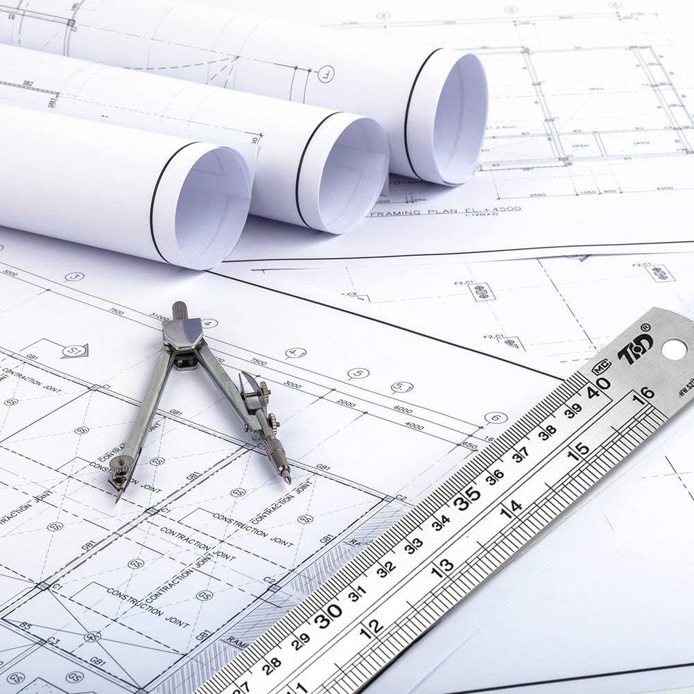 ZZTX Ruler Metal Straight Edge Stainless Steel Ruler 6 Inch 8 Inch 12 Inch 16 Inch Ruler Set Rulers Bulk Set of 4