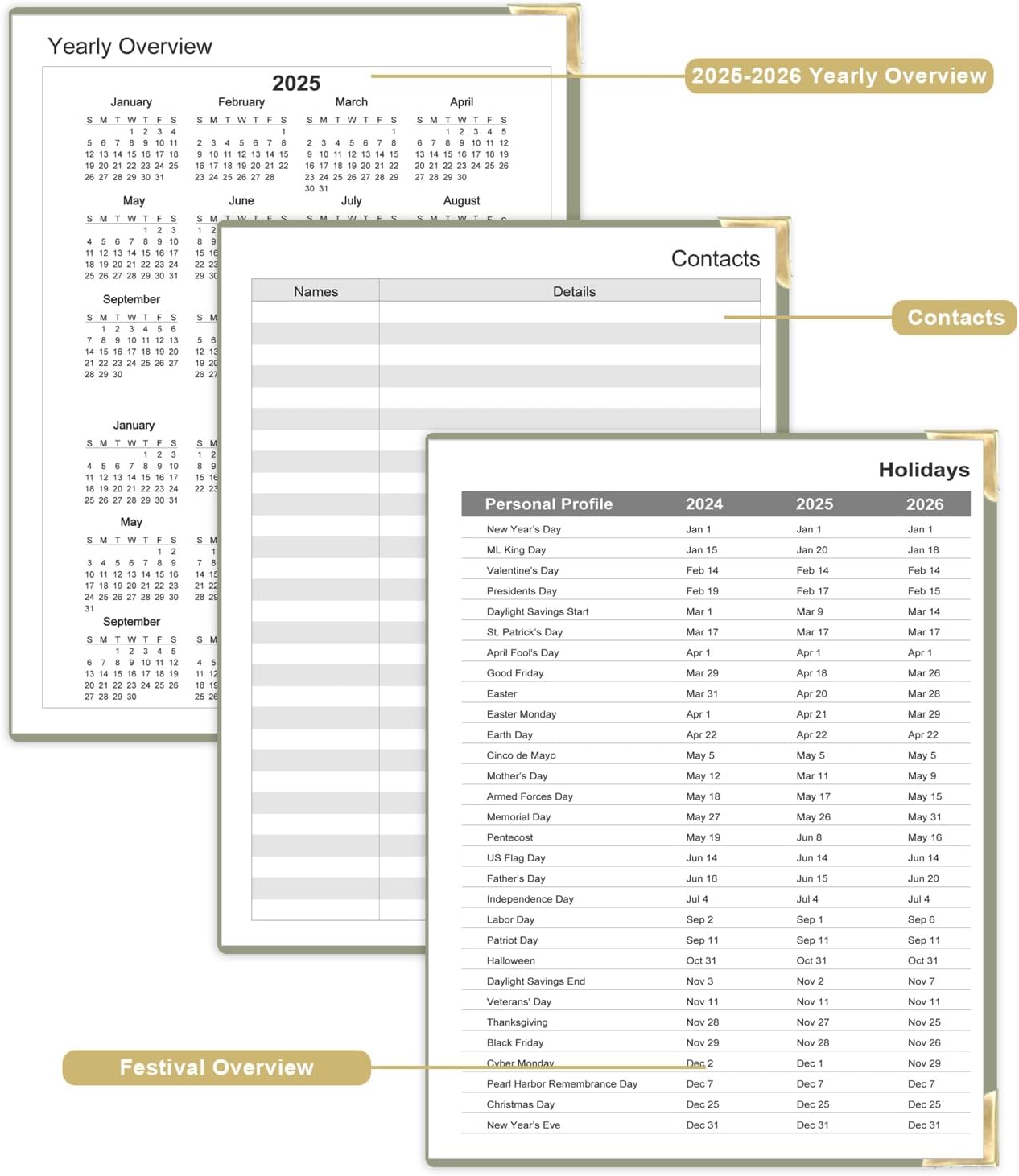 Undated Daily Monthly Planner for 2025 2026 - A4 To Do List with Hourly Schedule, Hardcover Spiral Bound Daily Planner to Increase Focus, Stylish School/Office Supplies, 8.5" x 11", Green