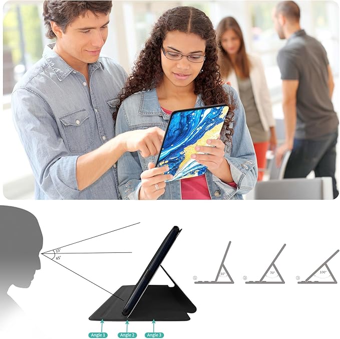 for Kindle Fire 7 case 2019 2017 Release 9th 7th Generation,360 Degree Rotating Stand Smart Protective Cover Case for Amazon fire 7 Tablet 9th/7th Generation,Abstract Blue Gold Marble