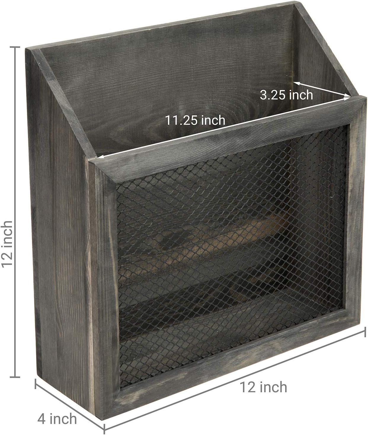MyGift Rustic Magazine Holder Vintage Gray Wood and Chicken Wire Design Wall Mounted/Tabletop Mail Sorter, Farmhouse Home, Bathroom, Office Magazine Rack