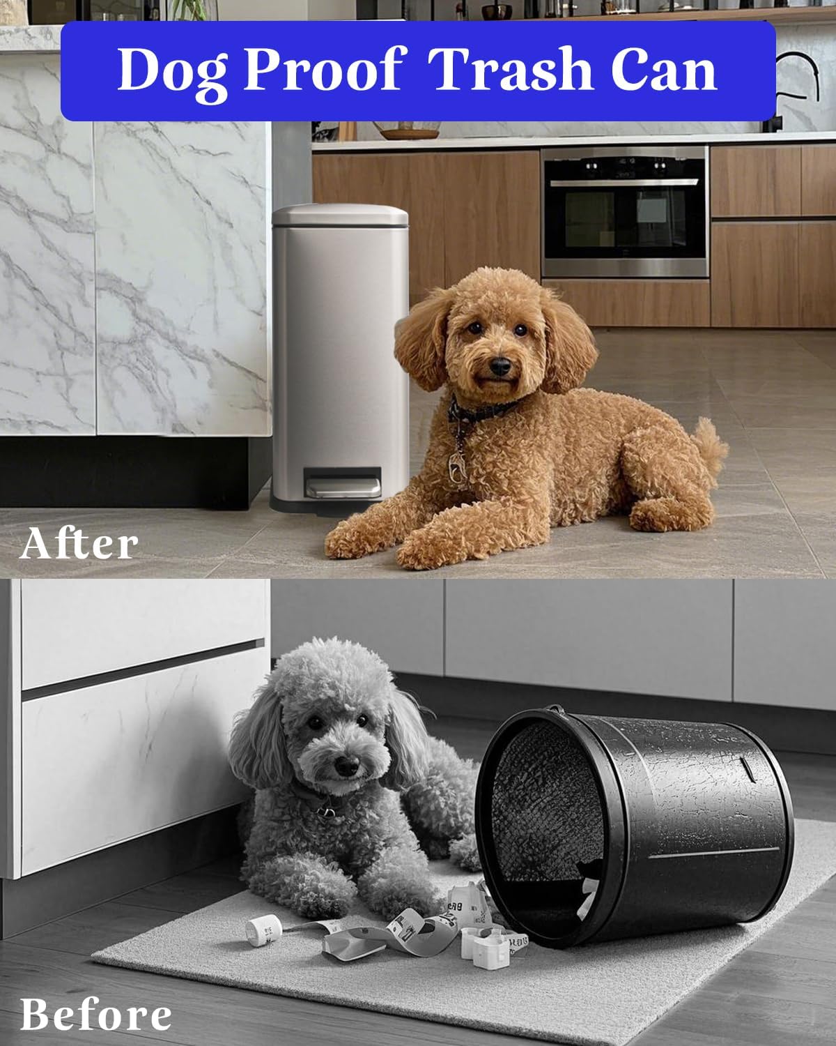 Bathroom Trash Can with Lid, 16.7L/ 4.4 Gallon Trash Can with Removable Inner Bucket, Soft Close lid, Stainless Steel Step Pedal Garbage Can for Bathroom, Kitchen, Home Office, Grey