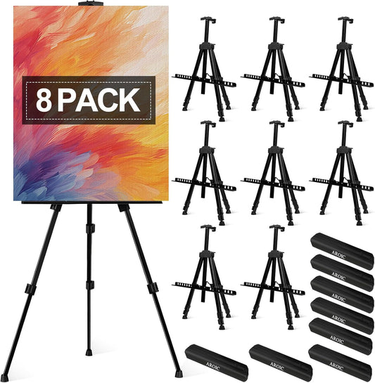 AROIC Art Painting Artist Easel Stand, Painting Display Easel Stand,Portable Adjustable Iron Tripod Display Stand with Bag, Height from 20 to 66 in for Table-Top/Floor Drawing and Displaying(8 Pack)