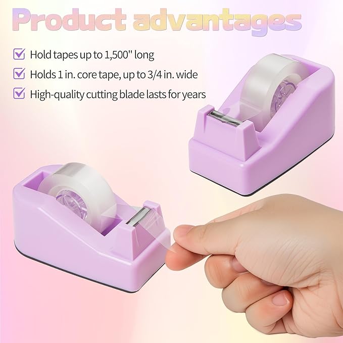 11pcs Desk Supplies Office Accessories for Women Clerks, Desk Accessories Colleagues, Purple Office Supplies with Stapler, Tape Holder, Scissors, Ruler, Staple Remover, Clips Set for School & Home