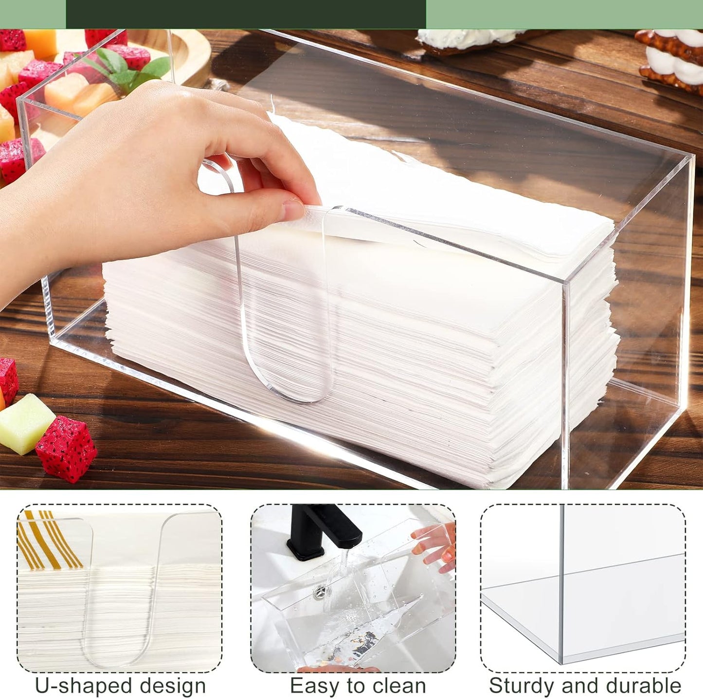 Mumufy 2 Pcs Fold Paper Towel Dispenser Countertop Napkins Dispenser Napkin Holder Multifold Disposable Acrylic Paper Towel Dispenser for Z or C Fold (Clear)