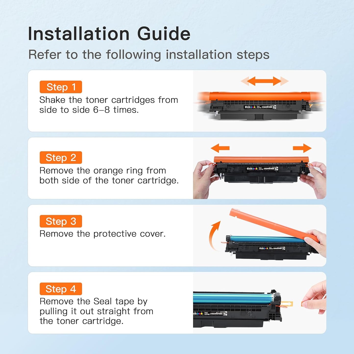 E-Z Ink 210A with Chip Compatible for HP 210A Toner Cartridges 4 Pack 210X to Use with HP Color Laserjet Pro MFP 4301fdw 4301fdn 4201dw Pro 4201dn 4201dw W2100A W2100X High Yield (BCMY)