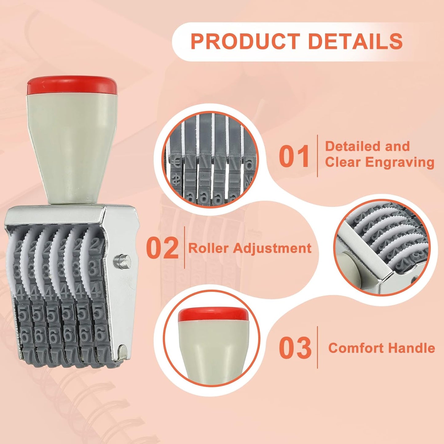 PATIKIL 6 Digit Number Roller Stamp, Adjustable Rubber Stamp Changeable Numerical Symbol Office Date for Business Creative Price Tag