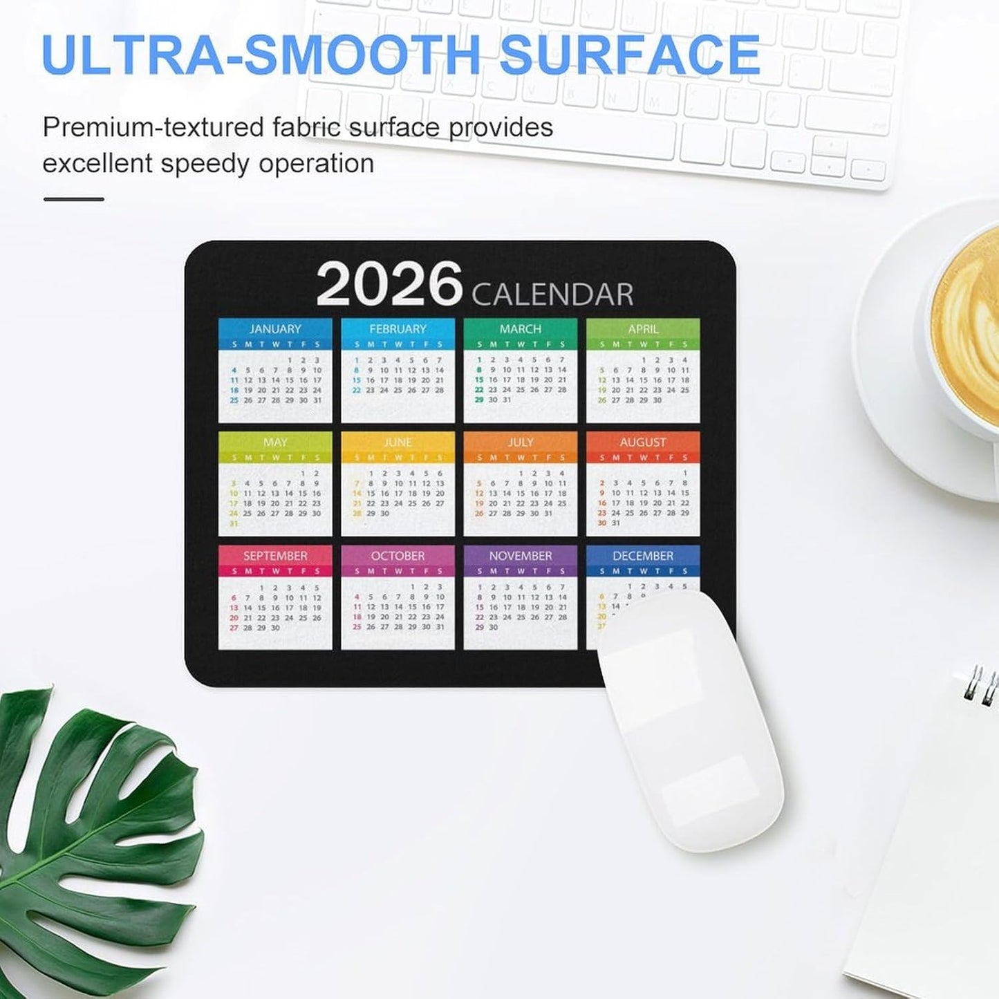 2026 Mouse Pad Calendar,Computer Mouse Pads Calendars Non-Slip Rubber Desk Mat Mousepad Gaming Office Keyboard Mat (9.45x7.87 in)
