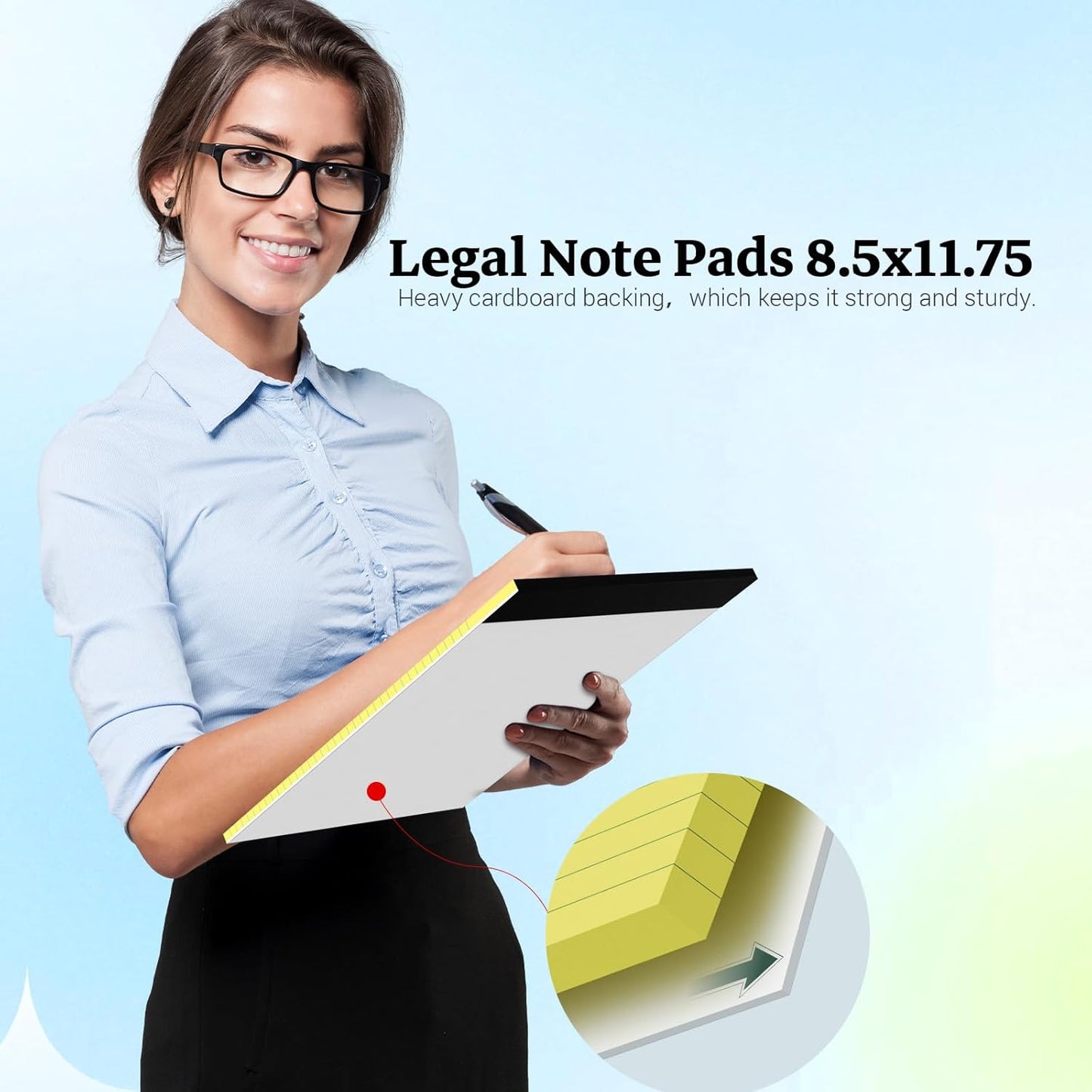 Legal Pad 8.5 x 11 Notepad, 6 Pack Lined Paper College Ruled 8.5 x 11 Legal Pads, Double-Side Printed Yellow Paper Note Pads 8.5 x 11 Writing Paper Pads 30 Sheets Per Note Pad for School, Home, Office