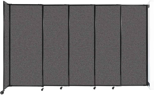 Wall-Mounted Sliding StraightWall Room Divider | Adjustable Widths | Locking Wheels | Room Separator | Up to 11'3" Wide x 6'10" Tall Charcoal Gray Fabric Panels