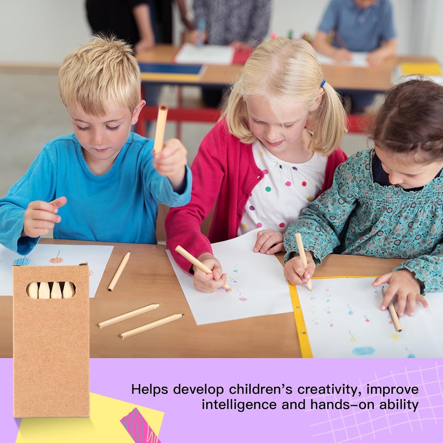 Faccito 200 Packs Mini Drawing Colored Pencils for Kids 3.5 Inch Portable Short Fat 6 Different color Pre Sharpened Pencils in Bulk for Children Painting Classroom School Supplies