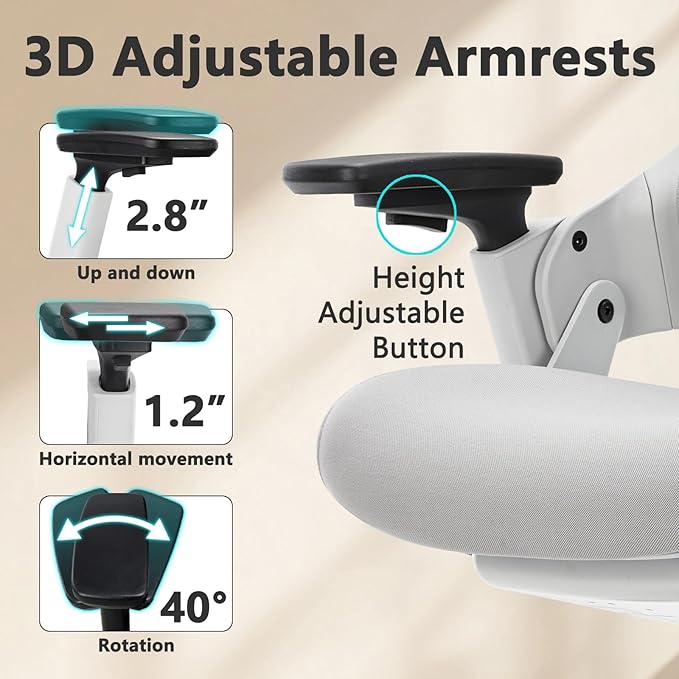 CLATINA Office Chair Swivel Executive Chair, Adjustable Ergonomic Computer Chair with 3D Armrest and Lumbar Support, Mesh Backrest Task Chair for Home Office Conference Room Studio, 2 Pack