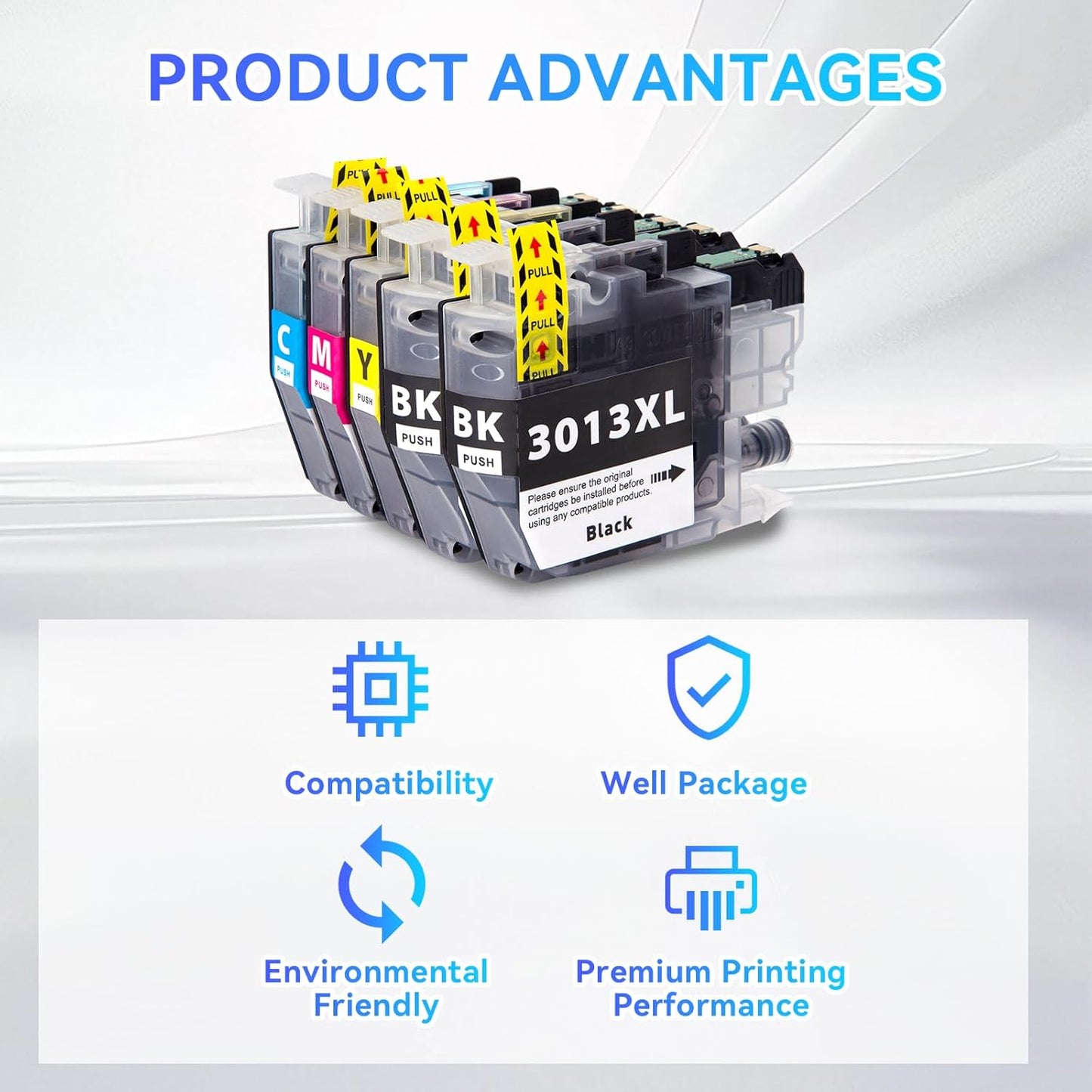 LC3013XL Ink Cartridges BK/C/M/Y 5 Pack High Yield Replacement for Brother LC3011 LC3013XL Compatible with MFC-J491DW MFC-J497DW MFC-J895DW MFC-J690DW Printer