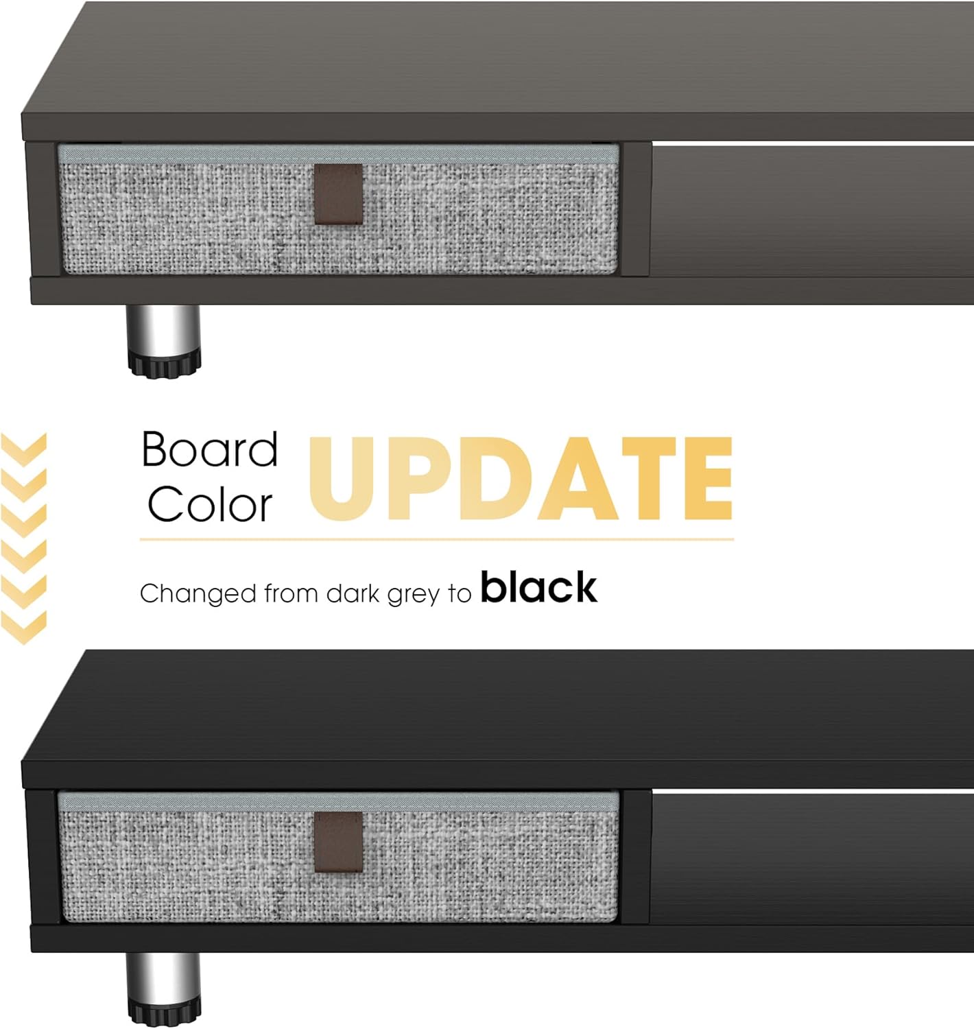 Fenge Dual Monitor Stand with 2 Drawers, 42.5 Inches Large Computer Riser for Desk, Adjustable Height Desk Shelf with Storage for Laptop, PC, TV, Printer